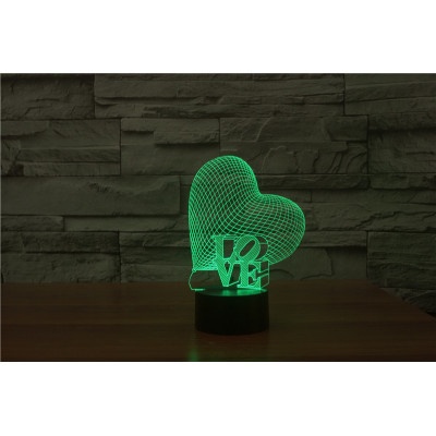 3D Лампа - Сердце Love (Сделать свою надпись)