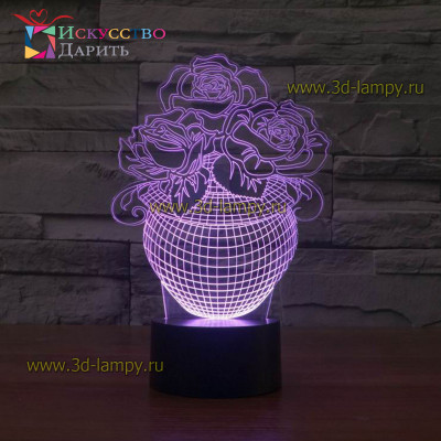 3D Лампа - Цветы