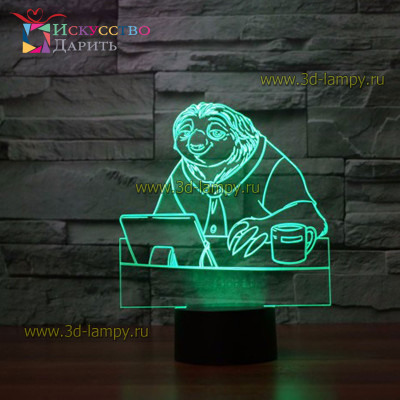 3D Лампа - Ленивец