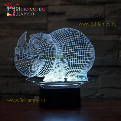 3D Лампа - Носорог 2