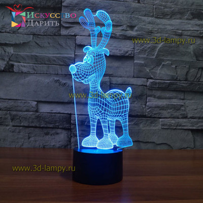3D Лампа - Новогодний олененок