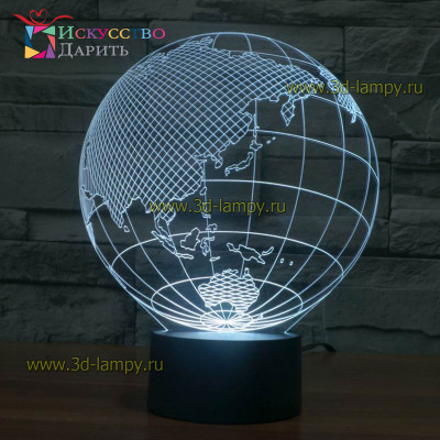 3D Лампа - Земной шар 2