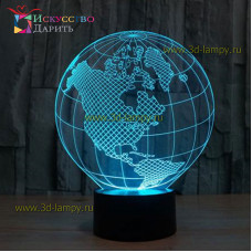3D Лампа - Земной шар