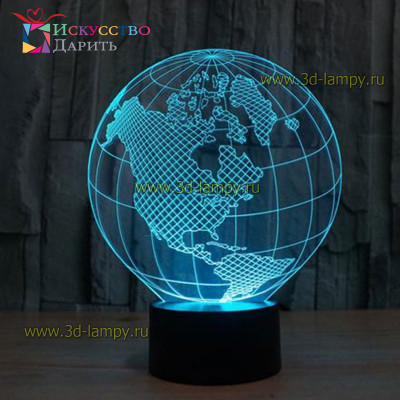3D Лампа - Земной шар