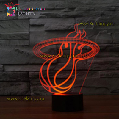 3D Лампа - Огненный баскетбольный мяч