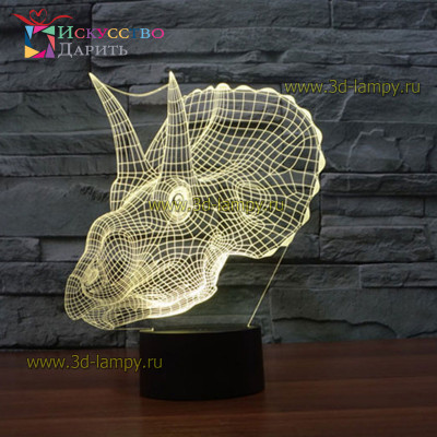 3D Лампа - Динозавр Трицератопс