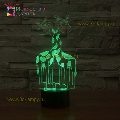 3D Лампа - Два Жирафа