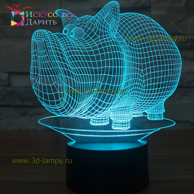3D Лампа - Поросенок