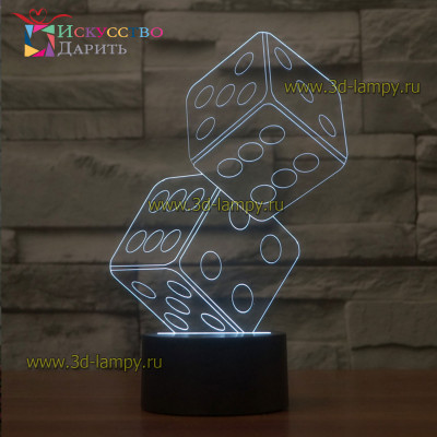 3D Лампа - Два Кубика (Кости)
