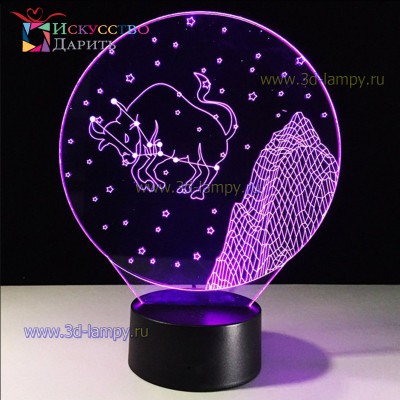 3D Лампа - Знак зодиака Телец (Астрология)