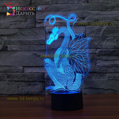 3D Лампа - Сидящий Дракон