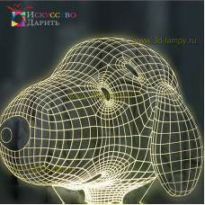 3D Лампа - Голова собачки из мультика