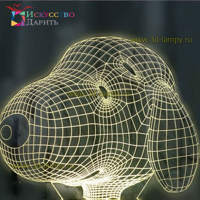 3D Лампа - Голова собачки из мультика