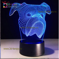 3D Лампа - Голова Собаки