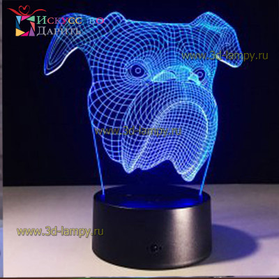 3D Лампа - Голова Собаки