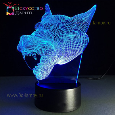 3D Лампа - Голова Волка