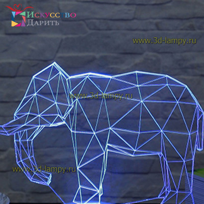 3D Лампа - Слон 3
