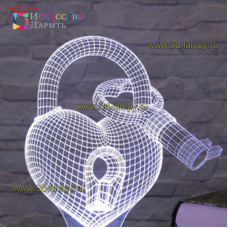 3D Лампа - Подарок сердце с ключами