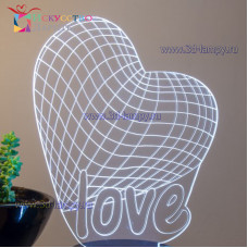3D Лампа - Сердце Love 2 (Сделать свою надпись)
