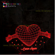 3D Лампа - Сердце с обнимашками (Сделать свою надпись)