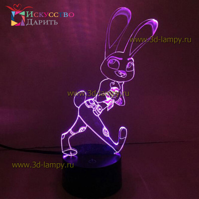 3D Лампа - Крольчиха-полицейский Джуди Хопс (Зверополис)
